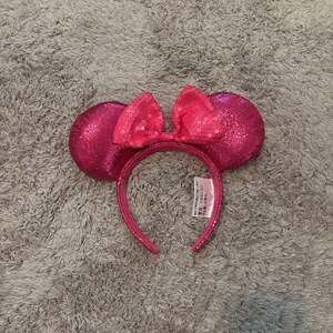Disney Parks Minnie Mouse Hot Pink Glitter Sparkly Sequin Bow Ears Headband